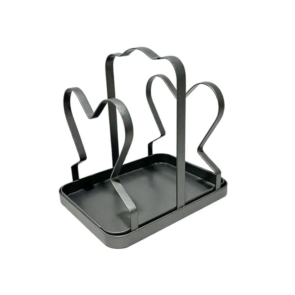 No Drill Pot Lid Rack Space Saving Anti-slip Cutting Board Storage Rack with Drainage Tray Durable Cooking Utensil Holder Pantry