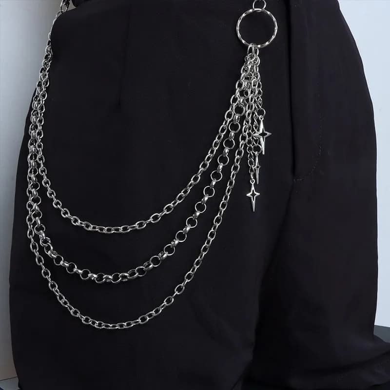 Star Pendant Multi‑Layer Pants Chain Gothic Metal Waist Chain Y2K Punk Jeans Decor Chain Street Party Fashion Ornament
