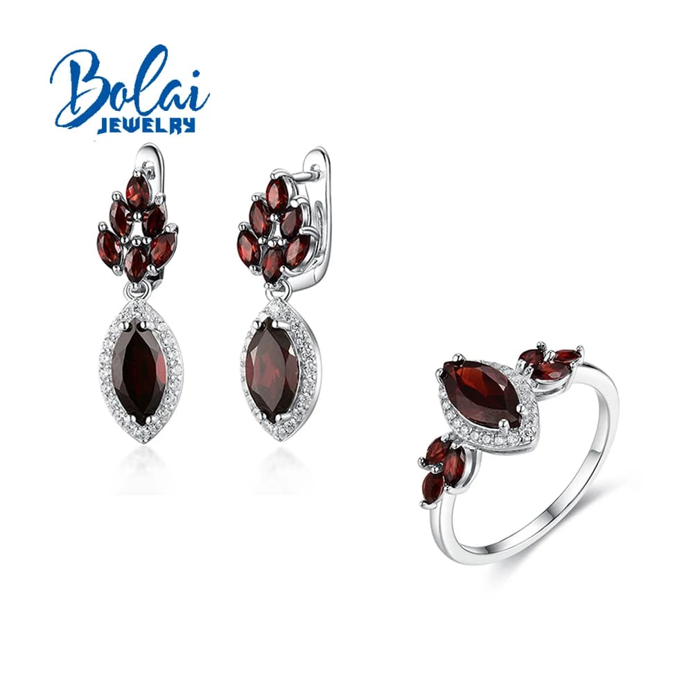 Elegant Classic Design Chic Huge Silver Dangle Earring Natural Granate January Birthstone Luxury Jewelry Gift Of Engagement Banquet