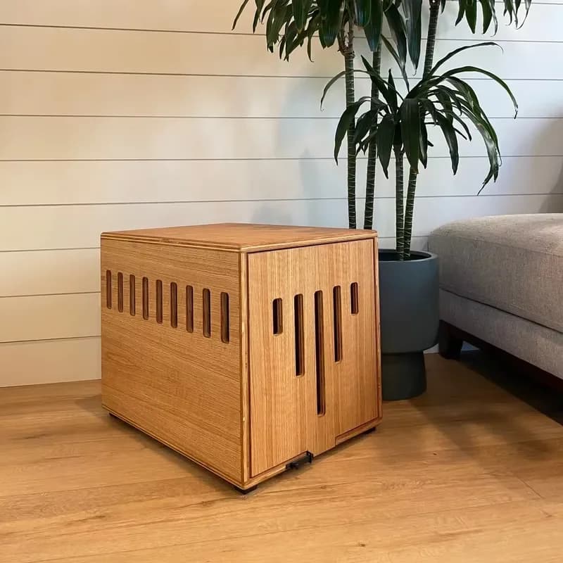 Handmade Modern Pine Wood Pet House Side Cabinet Table Cat Bed Cave for Small Animals Handmade Modern Dog Crate Furniture Box