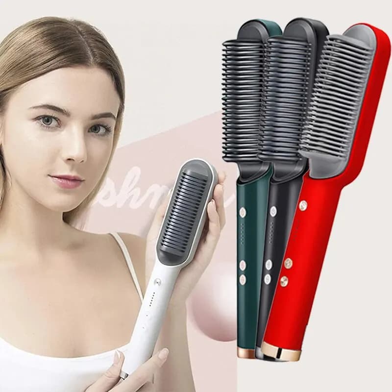 Professional hair plate electric quick heating comb hot hair plate care personal multifunction brush for hairstyle