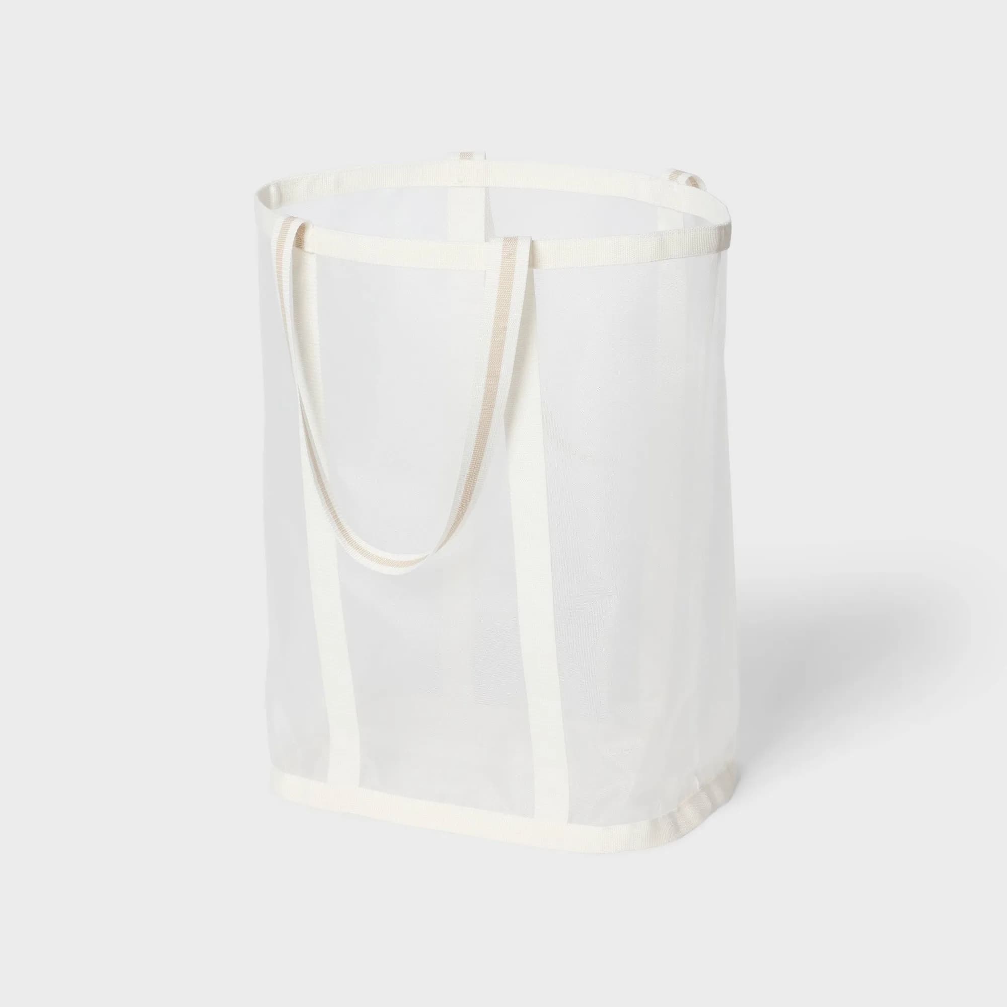Mesh Laundry Bag Nylon Mesh Ivory Open Top For Dorm Closet Bathroom Laundry Sorting Easy Carry