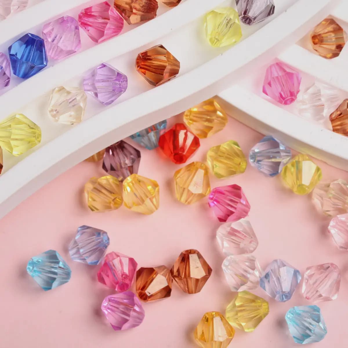 300Pcs/set 4mm/5mm/6mm/8mm Transparent Candy Color Spike Acrylic Loose Beads For Necklace Bracelet Jewelry Making Wholesale