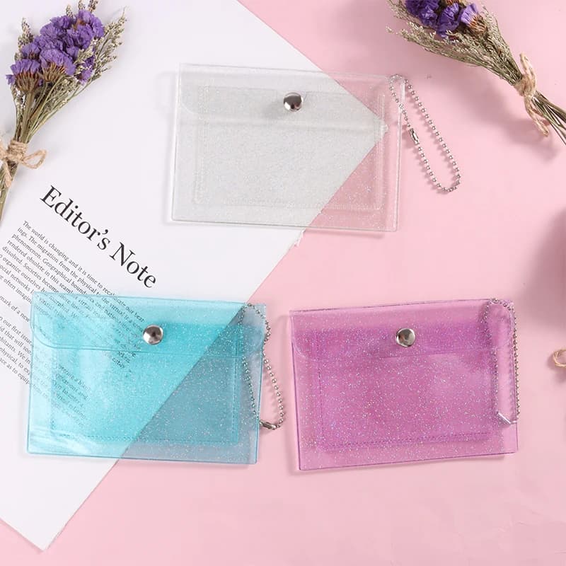 1 PVC business card, ID card wallet, ladies' credit card holder wallet, fashionable transparent waterproof, girls' coin wallet