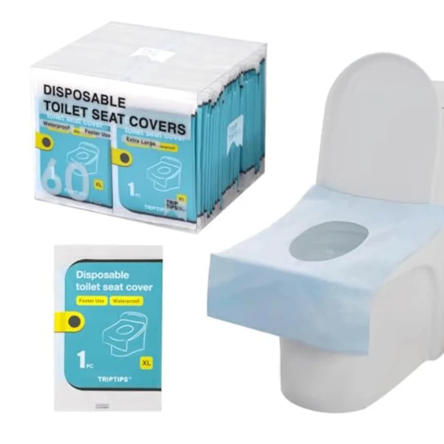Toilet Seat Covers Disposable Travel Pack 60 count｜Faster use-Sticker free｜Waterproof｜XL Disposable Toilet Seat Cover for Adult