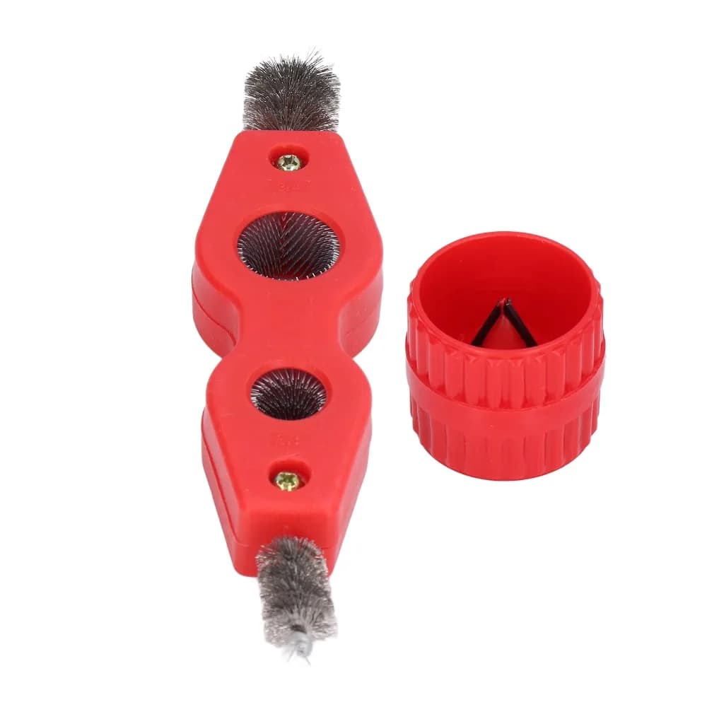 Set of 4 Pieces for Pipes 1/2 and 3/4 Inch, Pulitor and Saver for Copper Pipes, Copper Tube Brush, Red Tools for Shoeing Tubes with Metal Brush