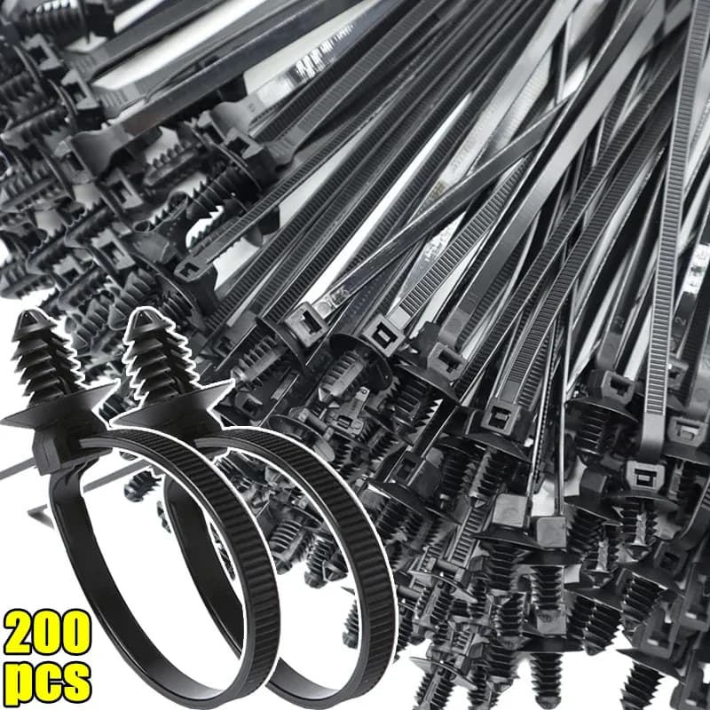 5-200 Pezzi Fascette in Nylon per Auto, Clip di Fissaggio, Cinghie di Fissaggio per Tubi Auto, Fascette Autobloccanti in Nylon