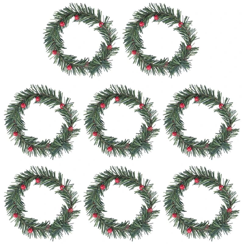 8 pieces of hanger berries candle ring small red berries artificial pine needles garland for decorations of Christmas garland ornaments