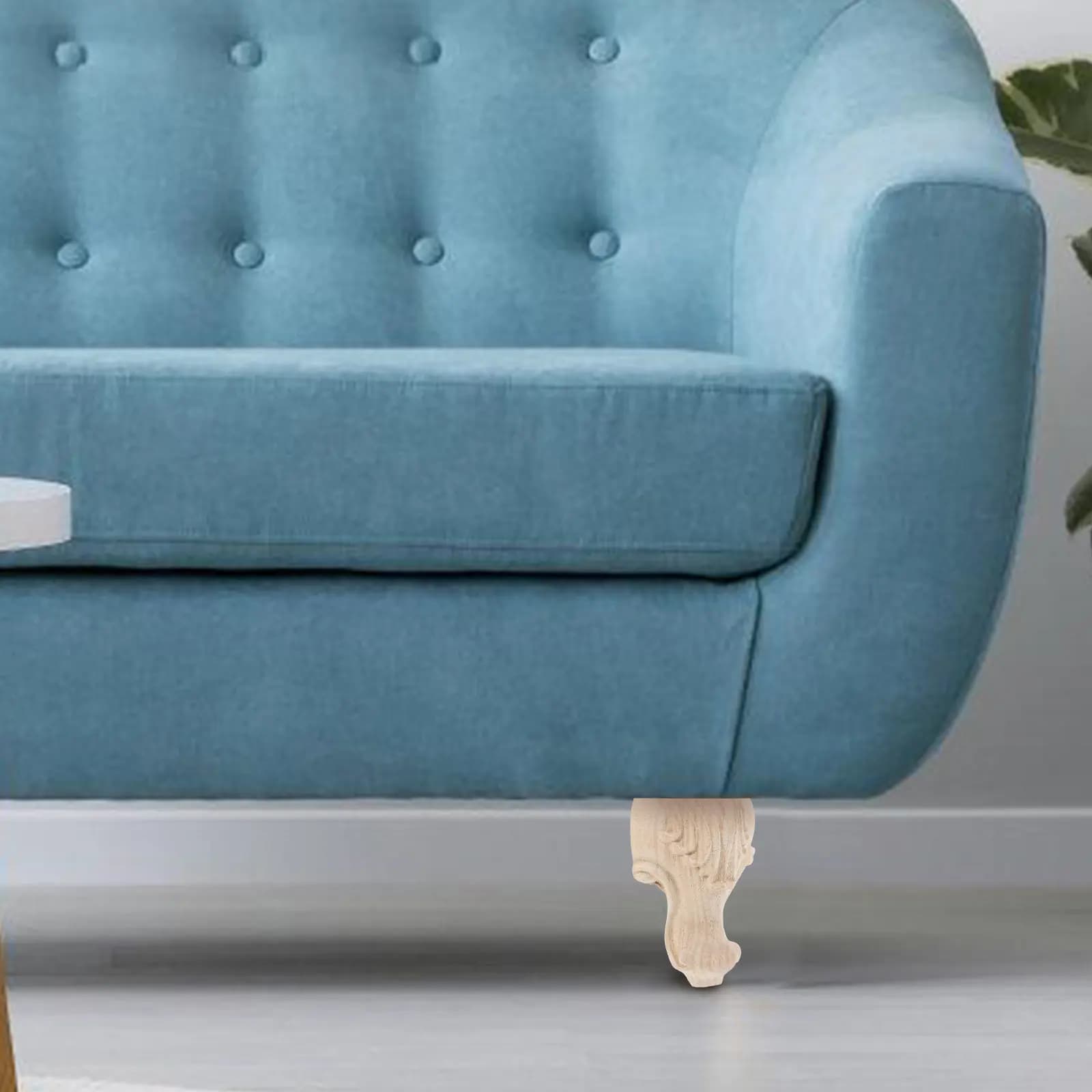 4 Pezzi Gambe per Mobili in Legno Massello per Divano, Armadio, Cassettiera, Gambe di Ricambio Non Finite in Stile Europeo Intagliato