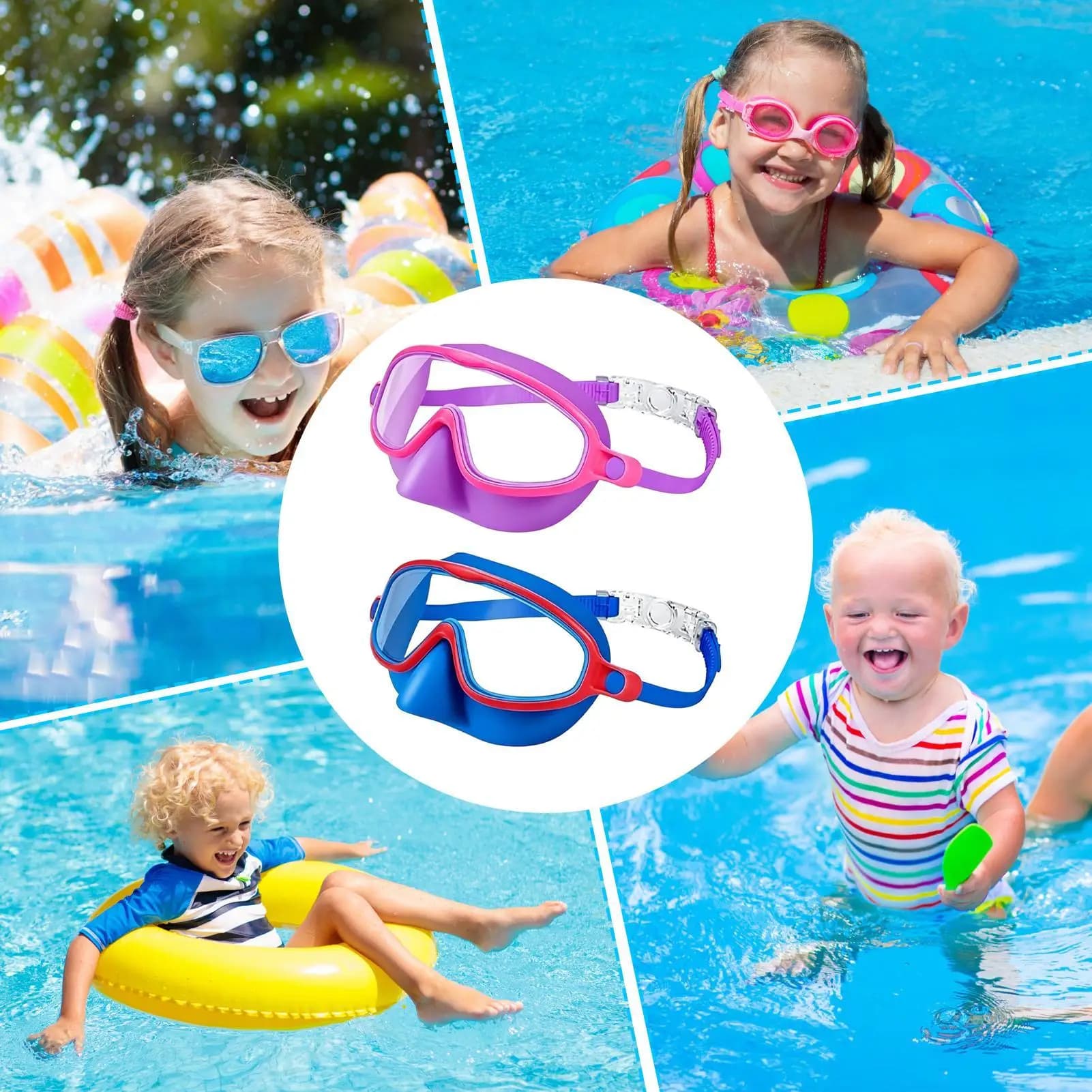 Occhialini da nuoto per bambini, occhiali antiappannamento comodi, occhialini da nuoto per spiaggia, estate, immersioni all'aperto, snorkeling, sport acquatici