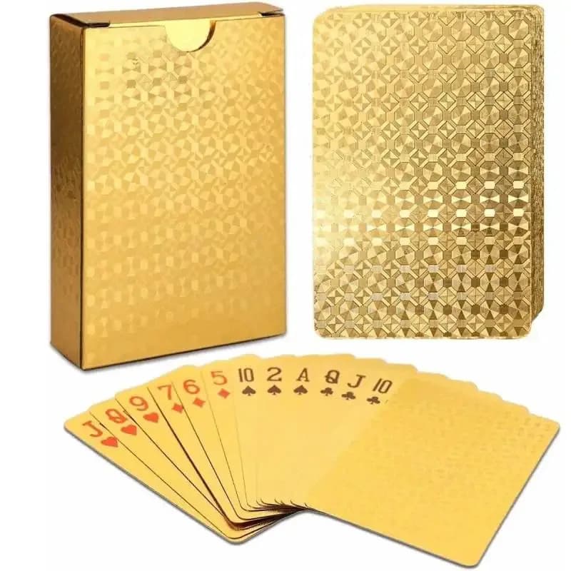 Carte da Gioco in Foglia d'Oro, Mazzo Impermeabile HD, Carte da Gioco con Texture Opaca per Regalo e Collezione