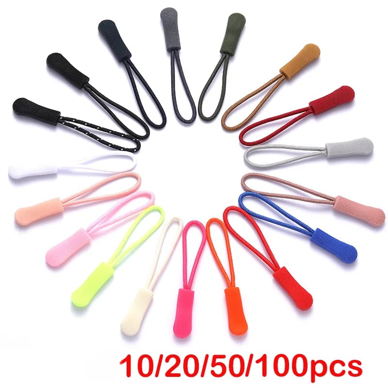 New 10-100pcs Zipper Puller End Fit Corda Tag Spare Clip Brooch Fixer Zip Cord Tab Travel bag Valigia Tent
