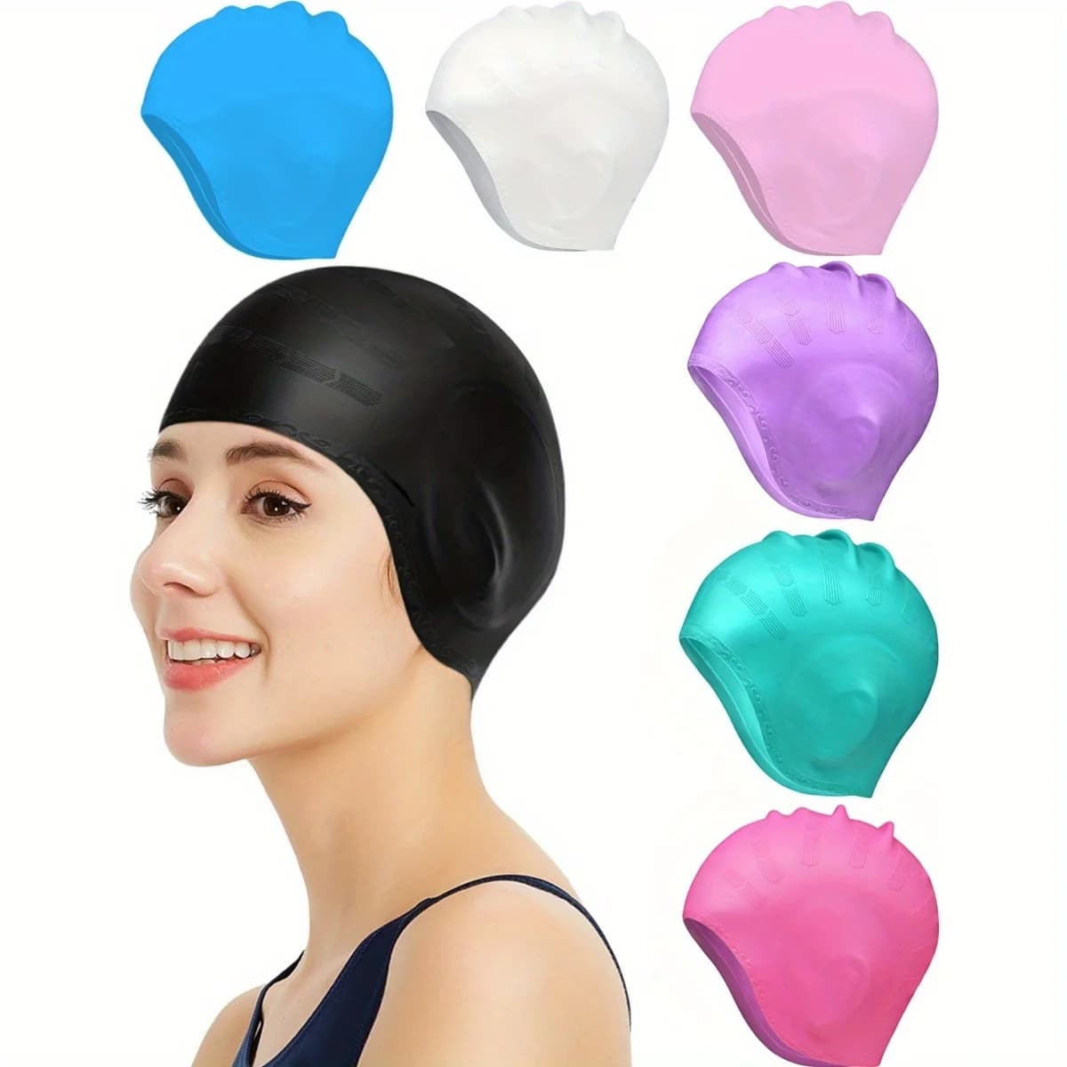 Ear Protection Swim Cap - Professional Silicone Swimming Cap with Dual Ear Coverage, Waterproof Design for Adults and Long Hair