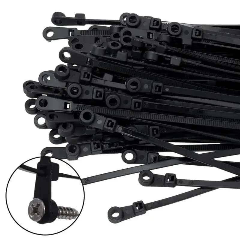 Z. 100 Pezzi Fascette per Cavi Riutilizzabili con Foro per Vite, Fascette in Nylon Autobloccanti, Cinghie di Fissaggio, Organizzatore per Ufficio