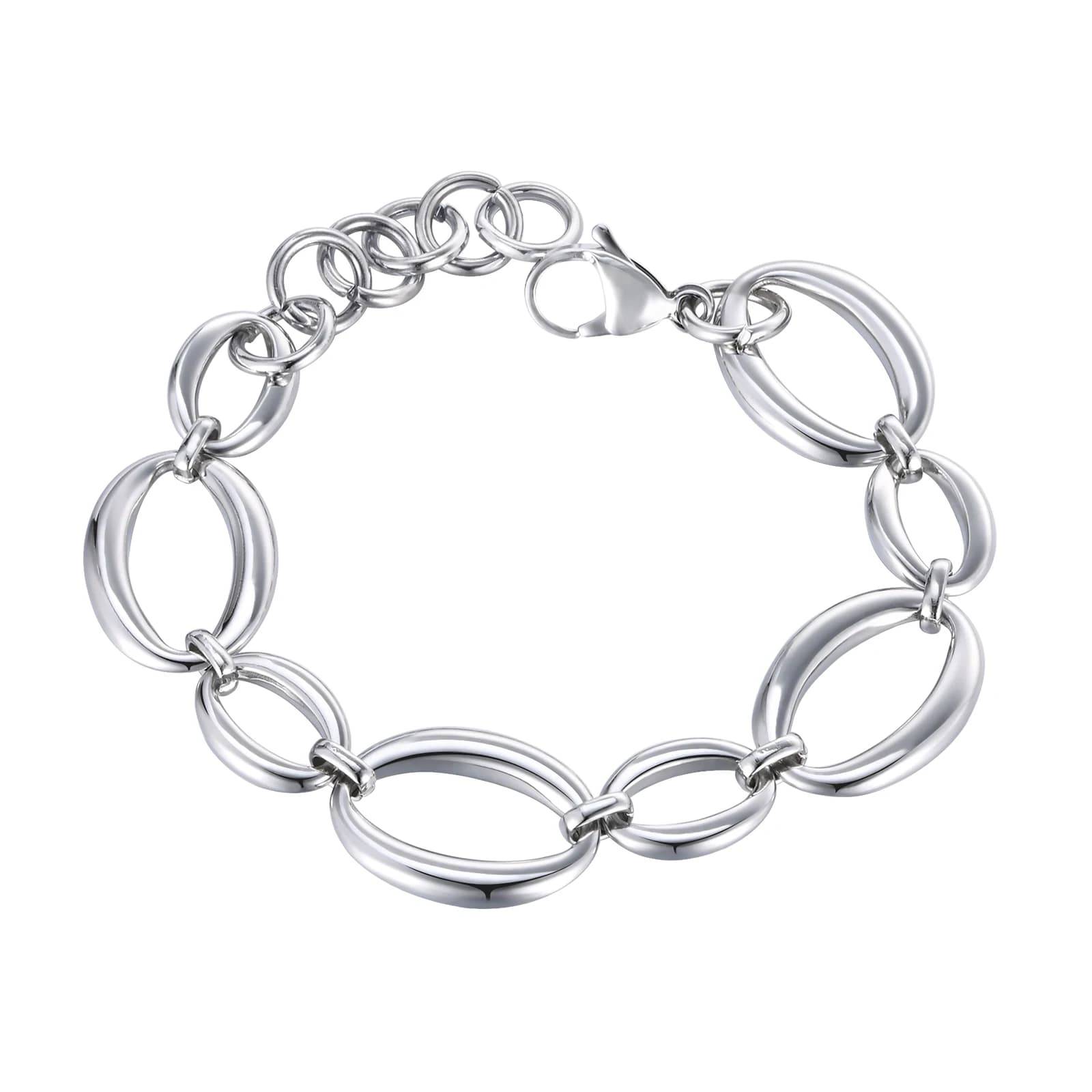 Bracciale color argento in acciaio inossidabile per donna Catena robusta Nuovo stile che non sbiadisce mai