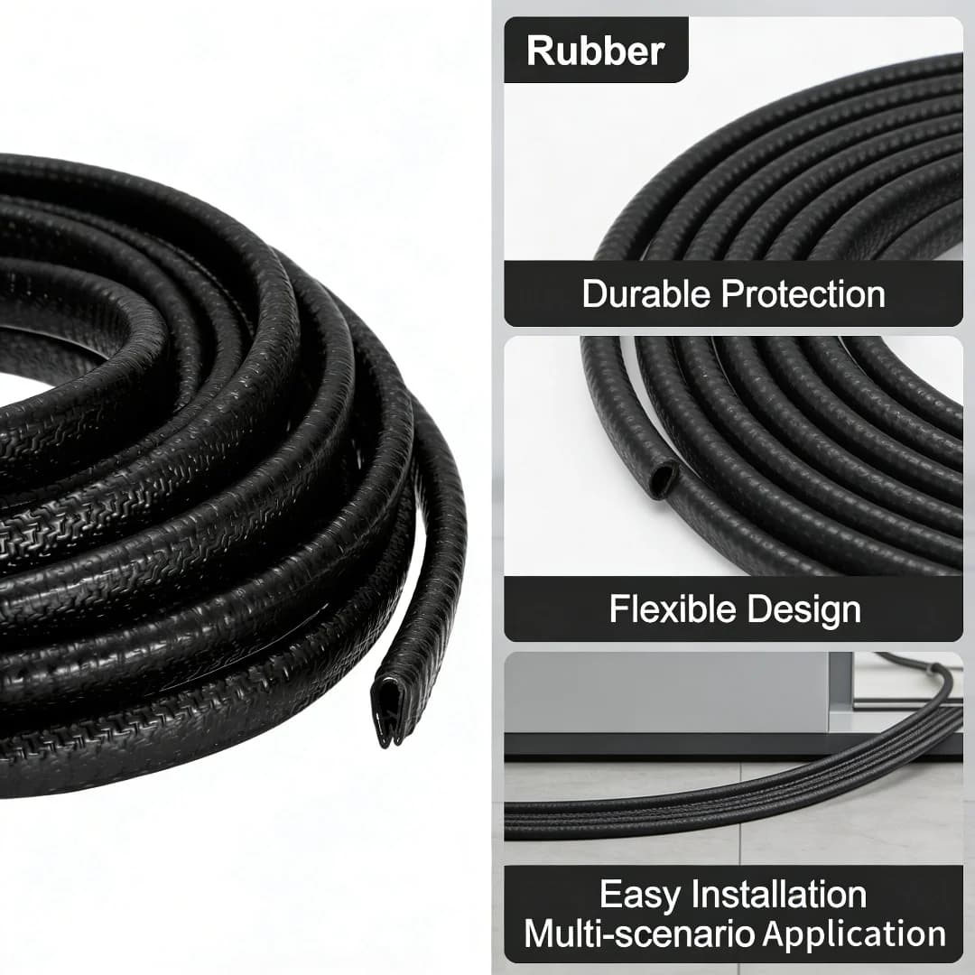 6/10M Rubber Edge Trim Guard U Channel Edge Protector Seal Strip with Metal Clips for Car Door Sheet Metal Hatches Table Corners