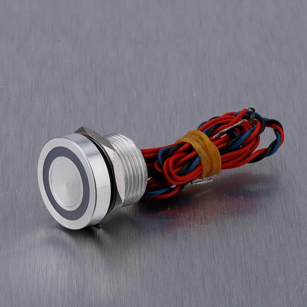 ABILKEEN 12MM/16MM/19MM/22MM/25MM testa tonda piatta interruttore piezoelettrico elettrico autobloccante/momentaneo con anello LED illuminato