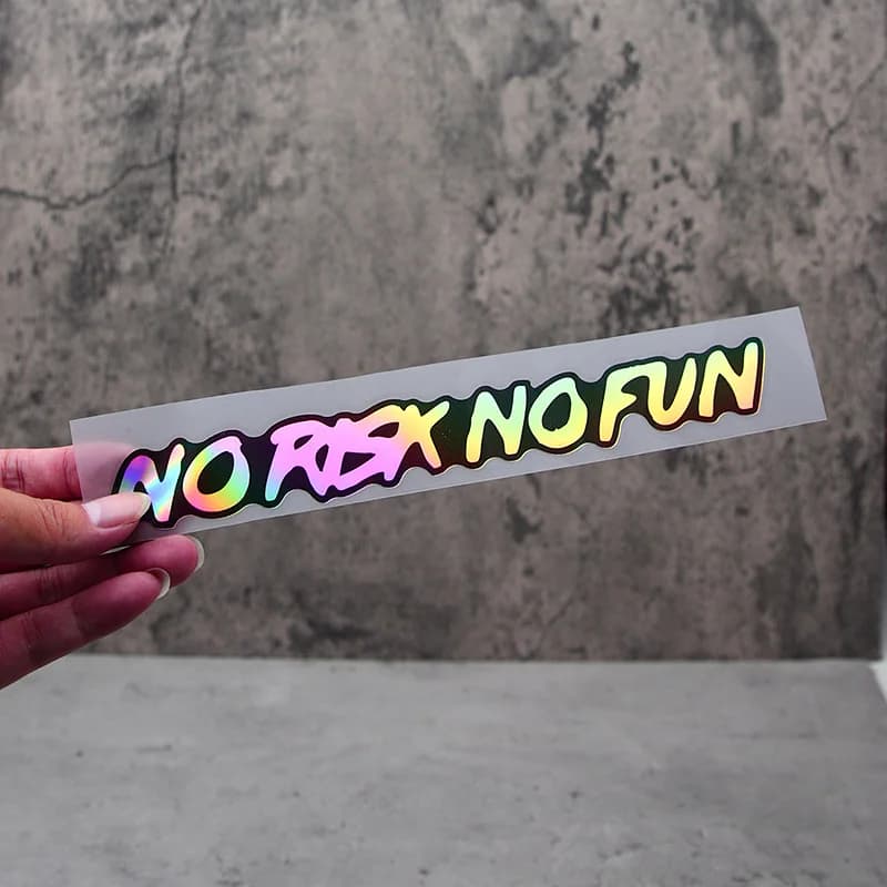 1 Pezzo Adesivo Impermeabile con Scritta 'No Risk No Fun' per Auto, Moto, Bici, Casco, Telaio, Serbatoio, Pannello Laterale, Decorazione Pasquale