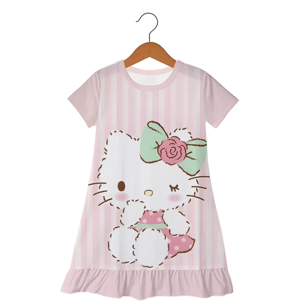 Pigiama alla Moda Casual Hello Kitty per Bambine 3-6 Anni, Vestito Estivo per Bambine