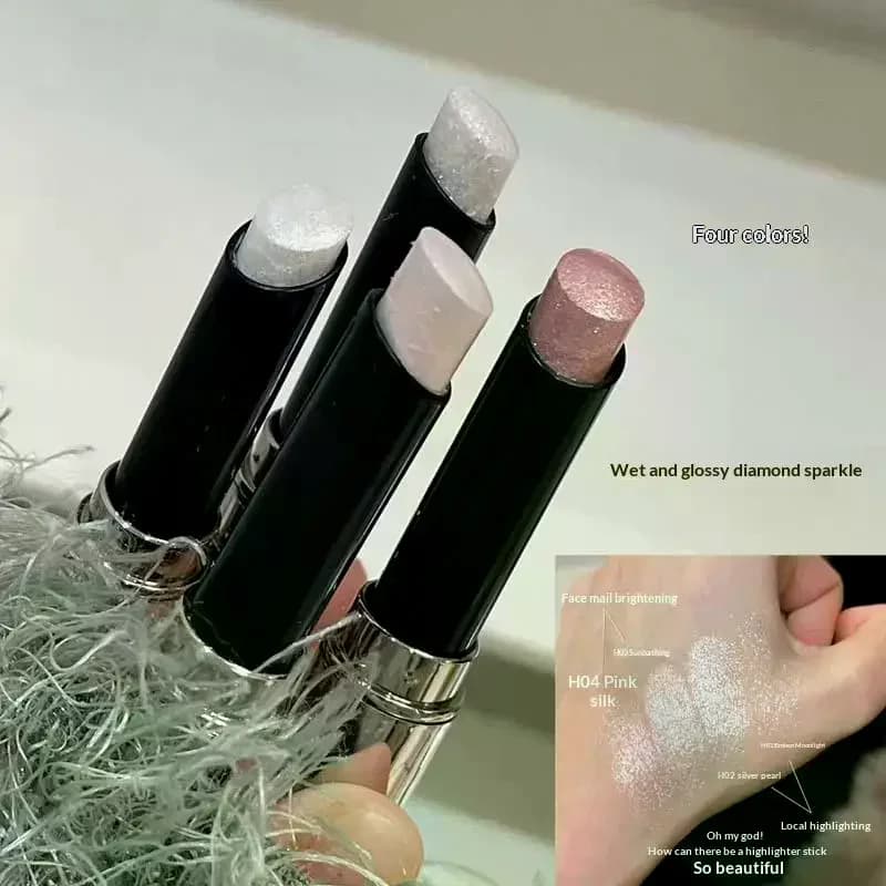 HERORANGE Shimmer Highlighter Stick Natural Glitter White Highlight Eyeshadow Pencil Contour Shading Brightening Face Makeup