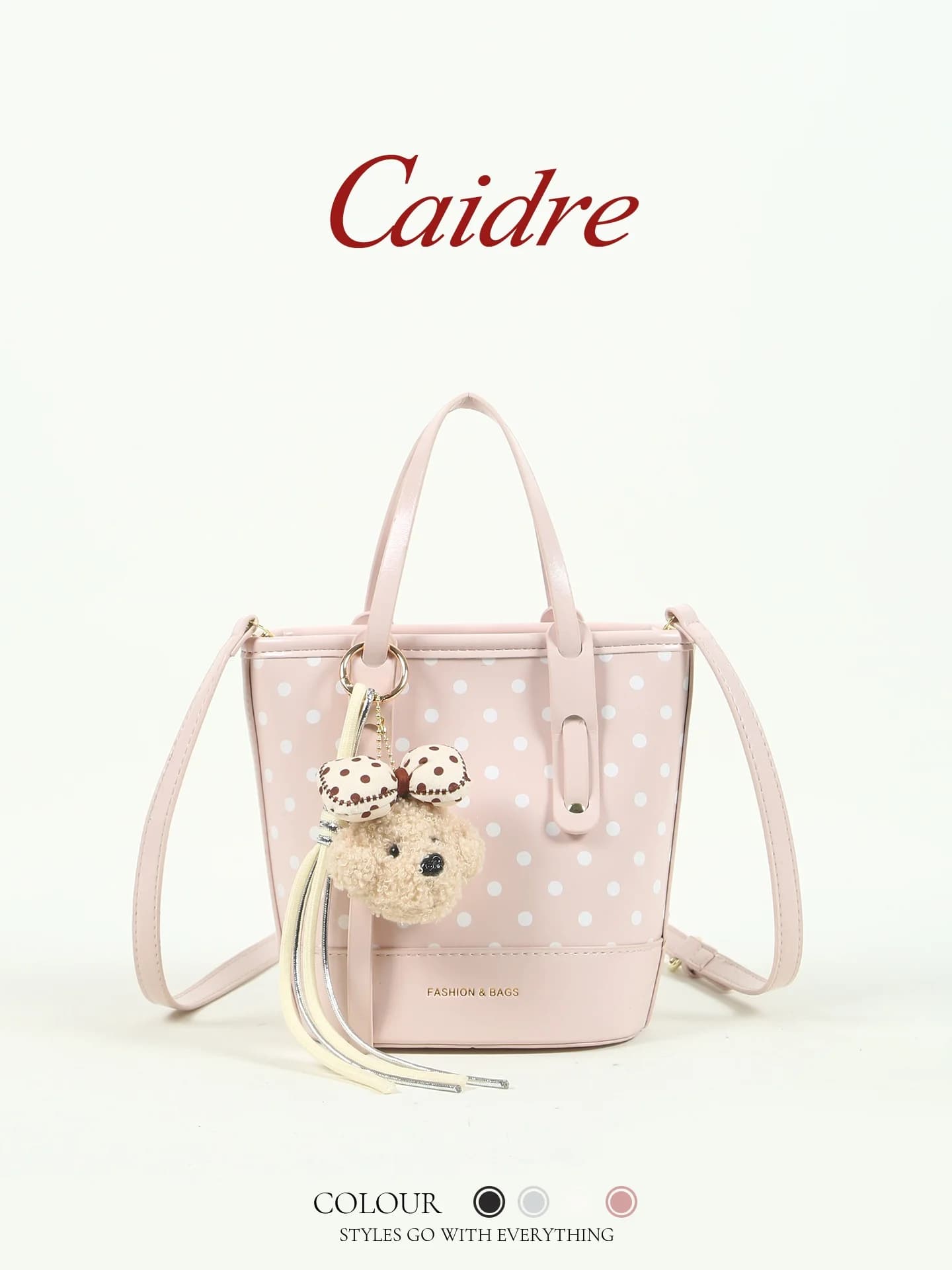 Borsa a secchiello Caidre a pois, borsa a tracolla da donna, borsa a tracolla casual, elegante stile coreano, con manico morbido, per l'ufficio
