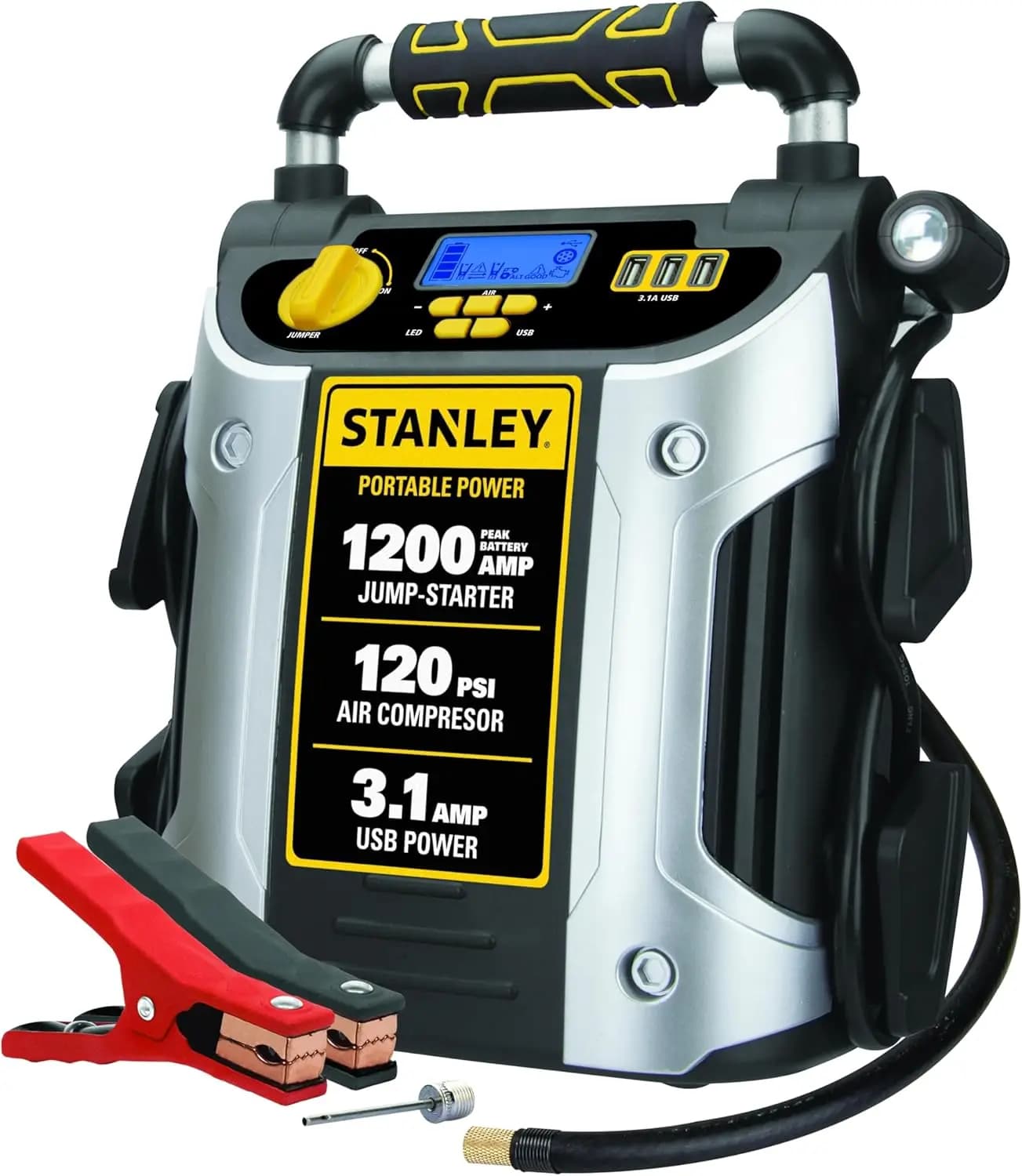 Avviatore portatile da 1200 pinze con porte USB e compressore d'aria per veicoli