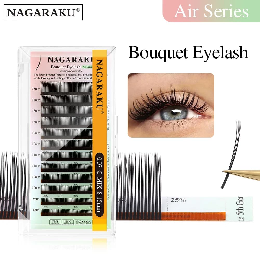 NAGARAKU 5D Flower Volume Spike Eyelashes Soft Natural Russia Style Anime Flora Mascara Effect