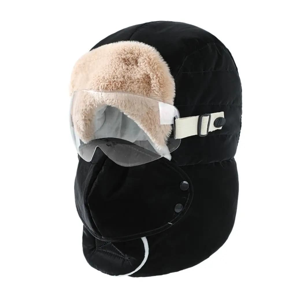 Windproof Winter Goggles Mask Hat with Mask Glasses Anti Fog Goggle Riding Lei Feng Hat Cold Proof Earflap Warm Ski Hat