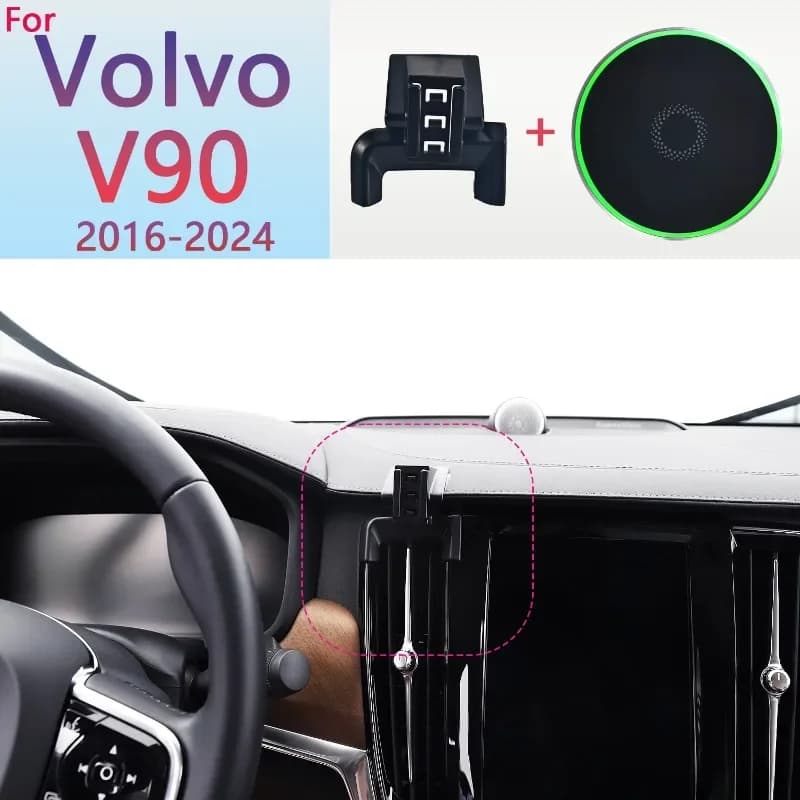 Supporto magnetico per telefono per auto per Volvo V90 2016 2017 2018 2019 2020 2021 2022-2024 15W supporto per telefono di ricarica wireless Base MagSafe