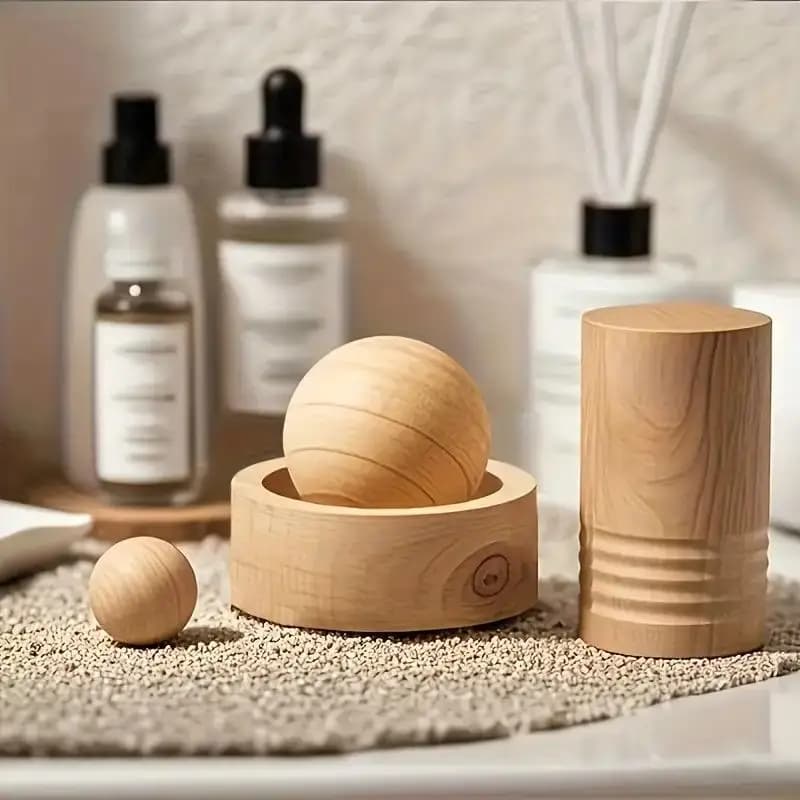 Diffusore di Aromi in Legno a Forma di Sfera, Set da 2 Pezzi, Diffusore di Fragranze Rotondo per Casa e Auto, Diffusore di Oli Essenziali Senza Fiamma, Ornamento
