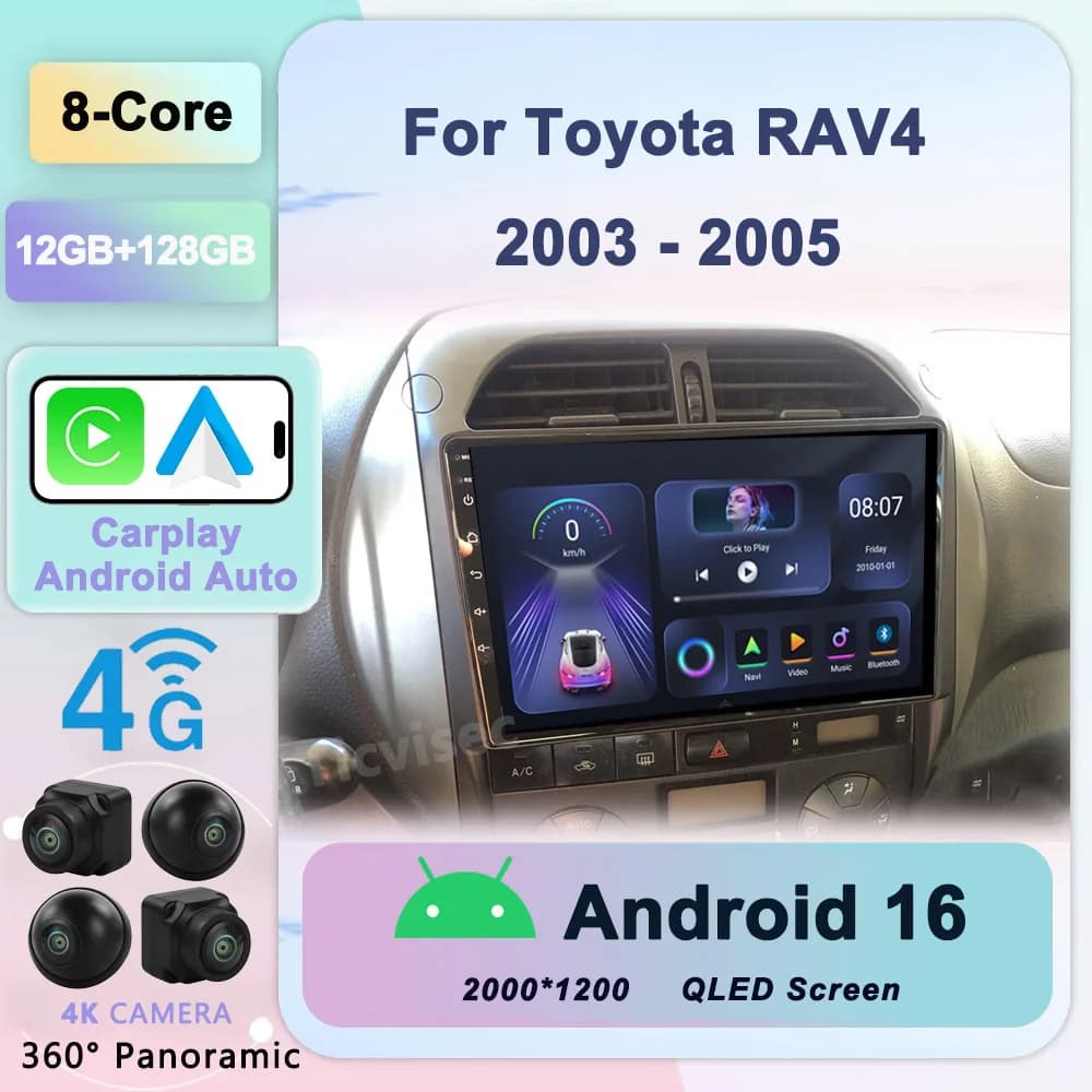 Android Auto Radio For Toyota RAV4 RAV 4 2003 - 2005 DSP Carplay GPS Navigation Multimedia Video Player Stereo 2din DVD