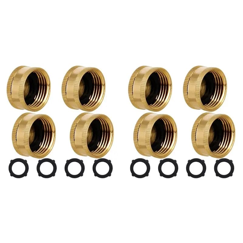 3/4Inch Brass Garden Hose Cap With Washers, 8 Pack-N37R