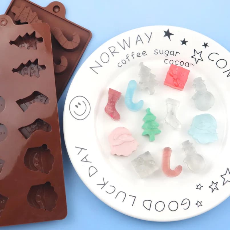 12 set di 6 set di stampi per griglia di ghiaccio in Silicone per stampi per cioccolato serie natalizia XG076