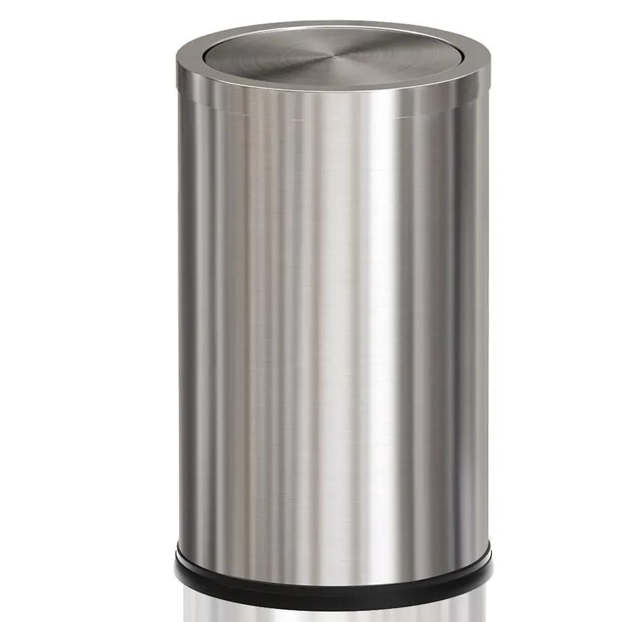 Cestino per Rifiuti da Bagno in Acciaio Inox da 18L (4,7 Galloni), Bidone Argento con Coperchio a Battente, Rotondo, Elegante Cestino per Rifiuti, per Toilette, Cucina
