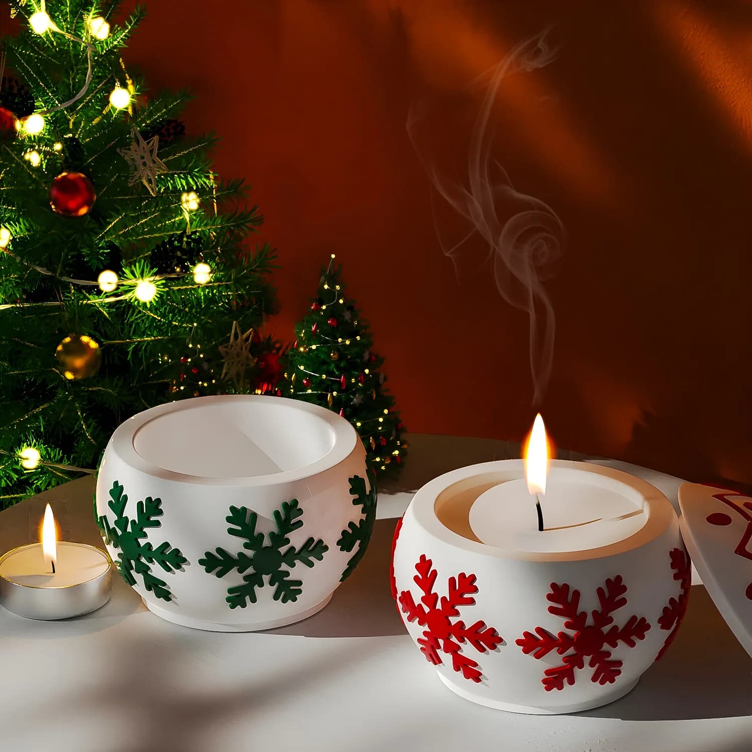 DIY Christmas Candle Cup Epoxy Silicone Mold Christmas Snowflake Storage Can Gypsum Silicone Mold For Resin Making