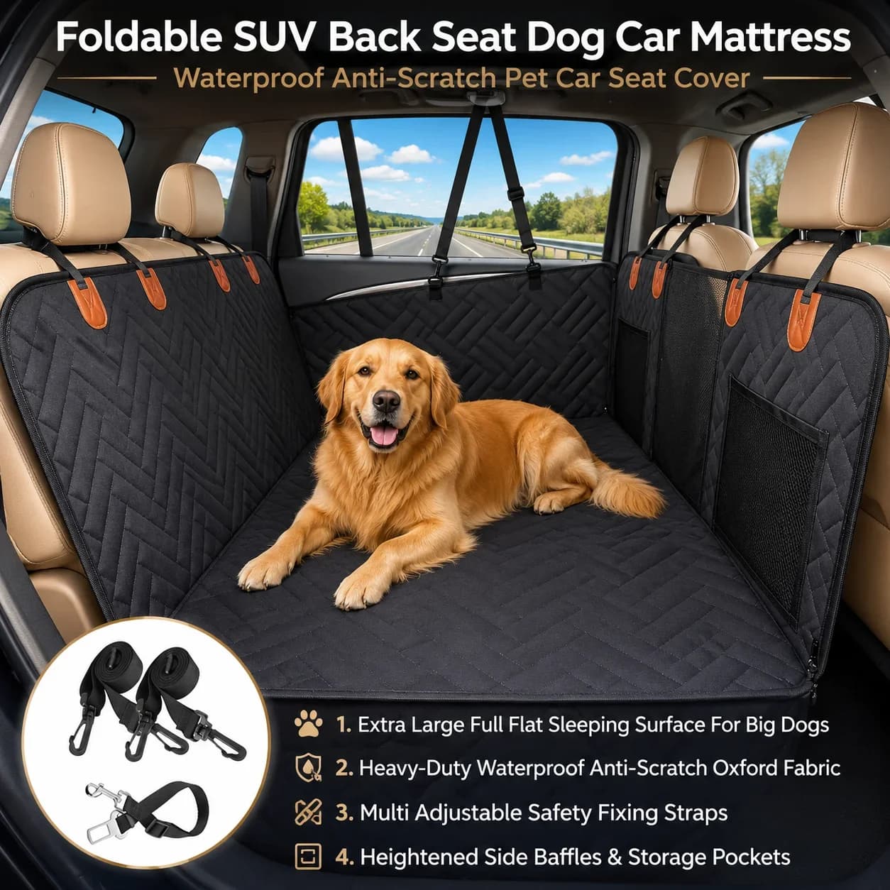 Dog Seat Cover Car Seat Cover For Pets, Waterproof Pet Seat Cover Hammock ScratchProof Nonslip Durable Soft Pet Back Seat Covers