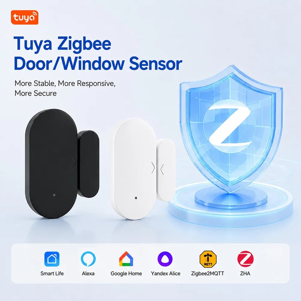 Tuya Zigbee 3.0 Mini Door Window Contact Sensor Smart Home Security Works With Alexa Yandex Alice Zigbee2MQTT