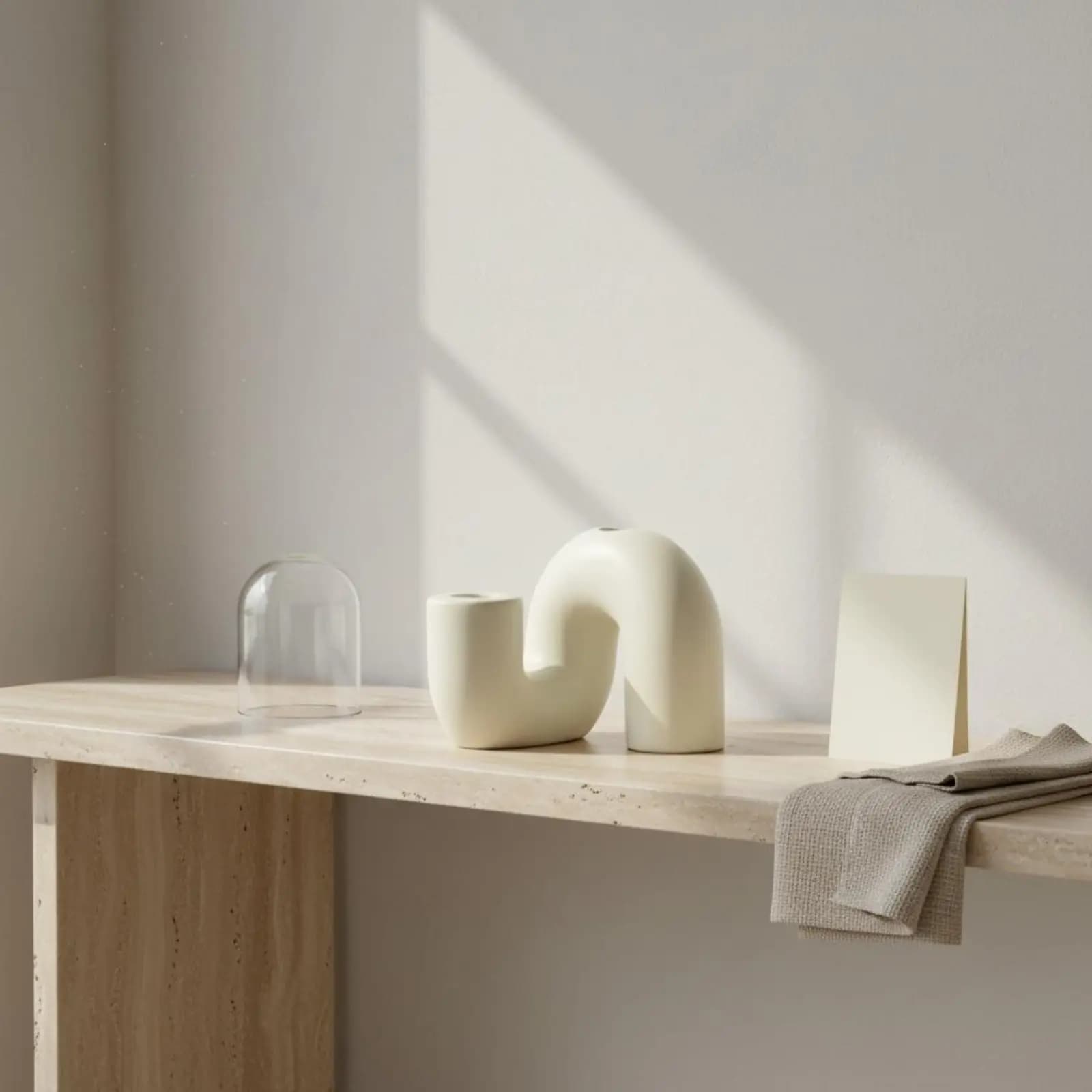 Portacandele in Ceramica Ondulata con Finitura Opaca, Design Nordico per Decorazione Casa e Mensole
