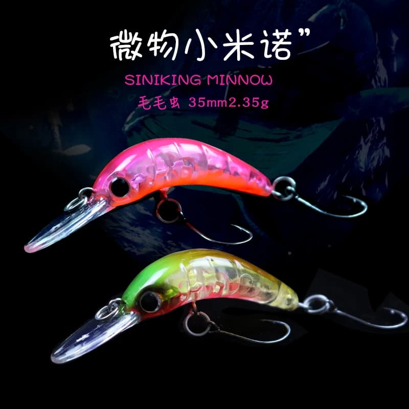 1PCS Richiamo di Pesca 35 millimetri 2.35g Galleggiante Lingua Lunga Minnow Mini Crankbait Pesca Wobbling Esca Dura Per Trota Pesce Persico Chub