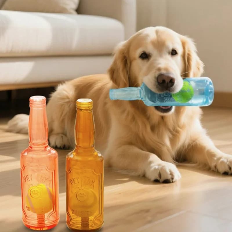 TPR Pet Squeaky Tennis Bottle Ball Floating Rubber Dog Chew Toy Bite Resistant Molar Sound Toy Pet Interactive Play Accessories