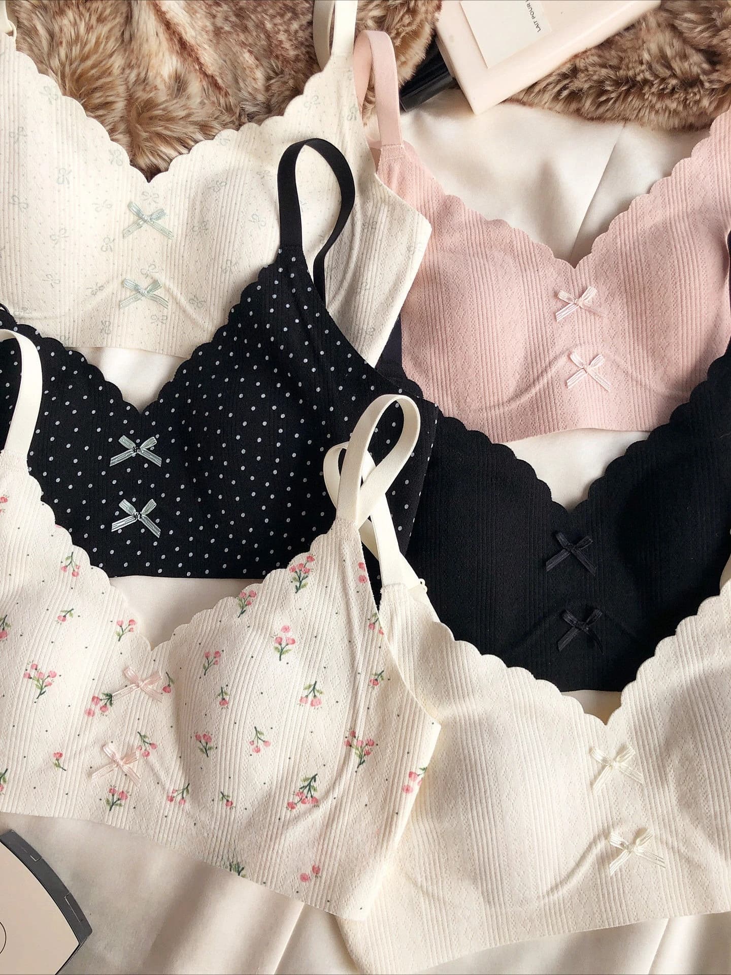 Reggiseno francese con stampa floreale dolce e graziosa, intimo donna sexy, ultra sottile, senza cuciture, in seta ghiaccio estiva, confortevole, senza ferretto.