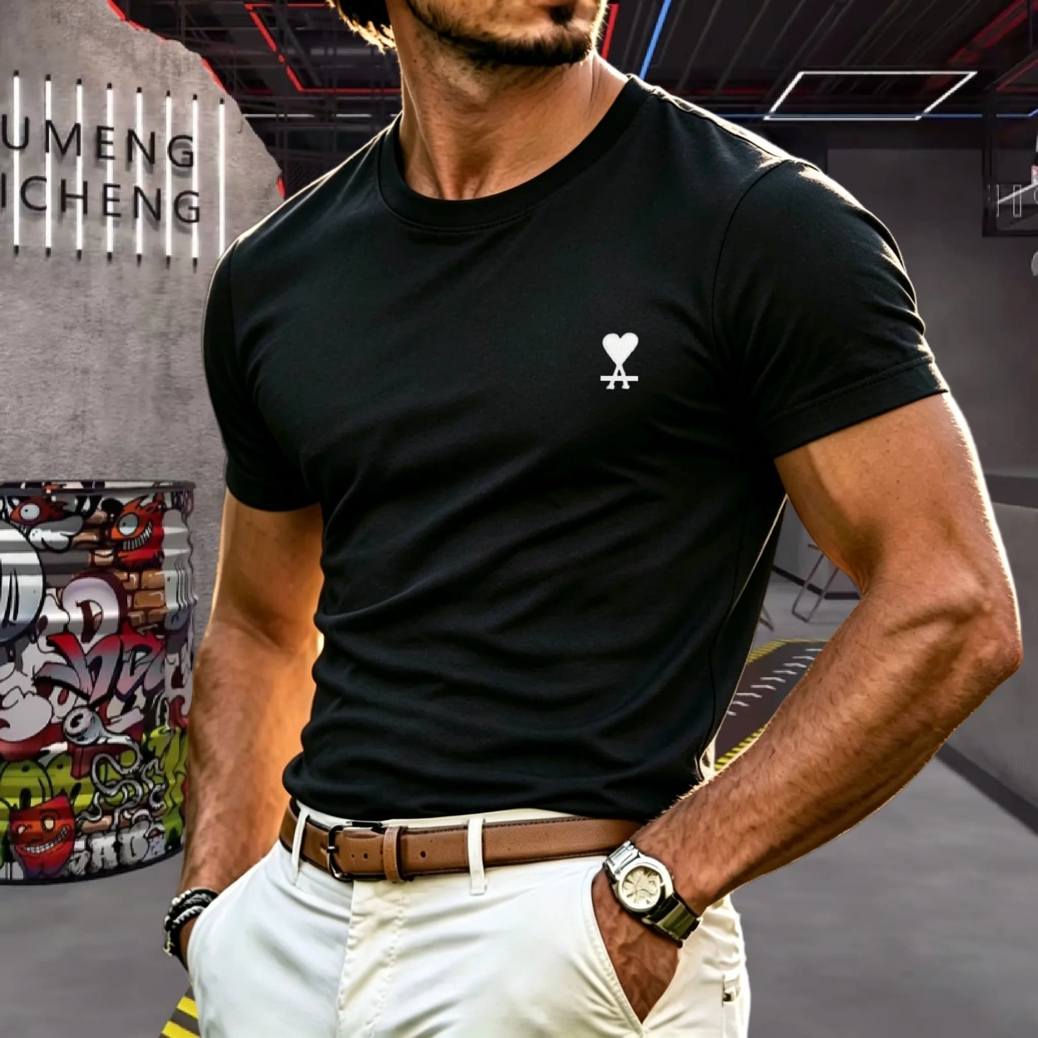 100% pure cotton 2026 high-end brand men's short sleeved round neck top summer fashion luxury logo embroidered golf top T-shirt