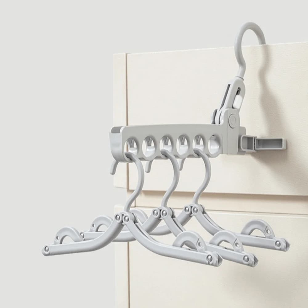 New 6 Hole Clothes Lightweight Hanger Plastic Space Saving Clothing Organizer Foldable Jacket Drying Rack for Outdoor Travel