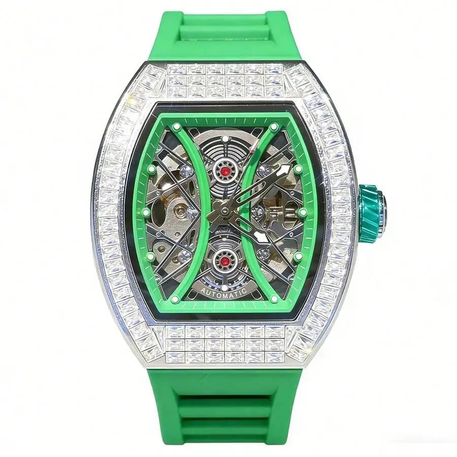 ONOLA Brand Fashion Men Automatic Mechanical Watches Skeleton Luxury Diamond Watch Waterproof Sports Watches