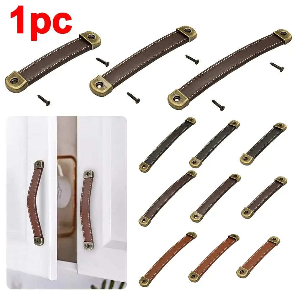 Maniglie per mobili portatili in pelle universali con viti Maniglie per armadi da cucina Maniglie per porte hardware