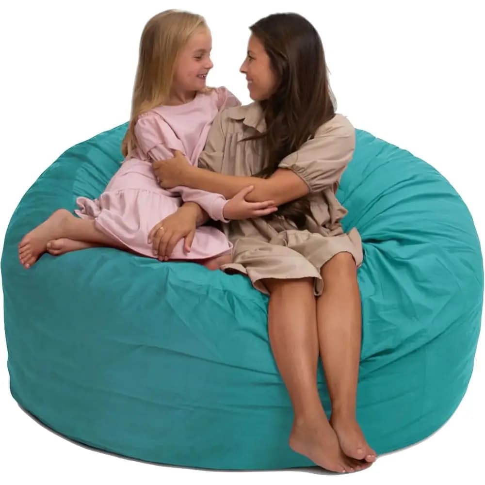 Poltrona Sacco 5000 da 5 piedi, Rivestimento in Pelle Scamosciata Teal – Chaise Longue Oversize, Seduta da Terra, Piccolo Divano, o Divano Letto per Soggiorno, Area Gaming