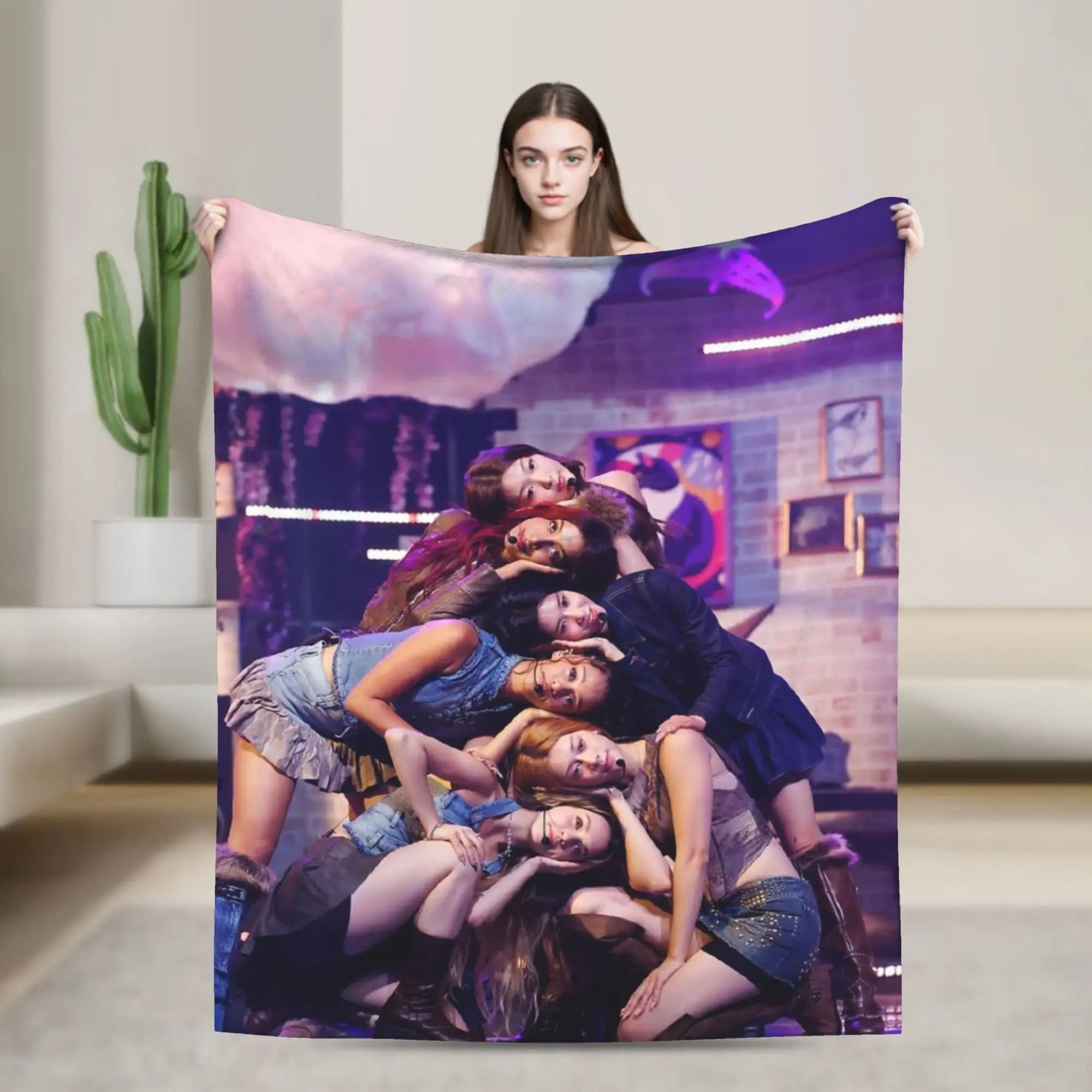 Katseye Kpop Girls Warm Blanket Child Plush Throw Blanket Print Couch Chair Flannel Bedspread Sofa Bed Cover
