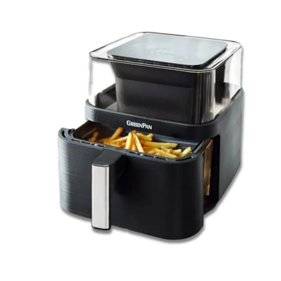 Air Fryer Extra Large 7QT with 360° Transparent Window, PFAS-Free Ceramic Anti-Fasting Tray, Heating up to 400°F, 13 Pre-set Programs, Reminder