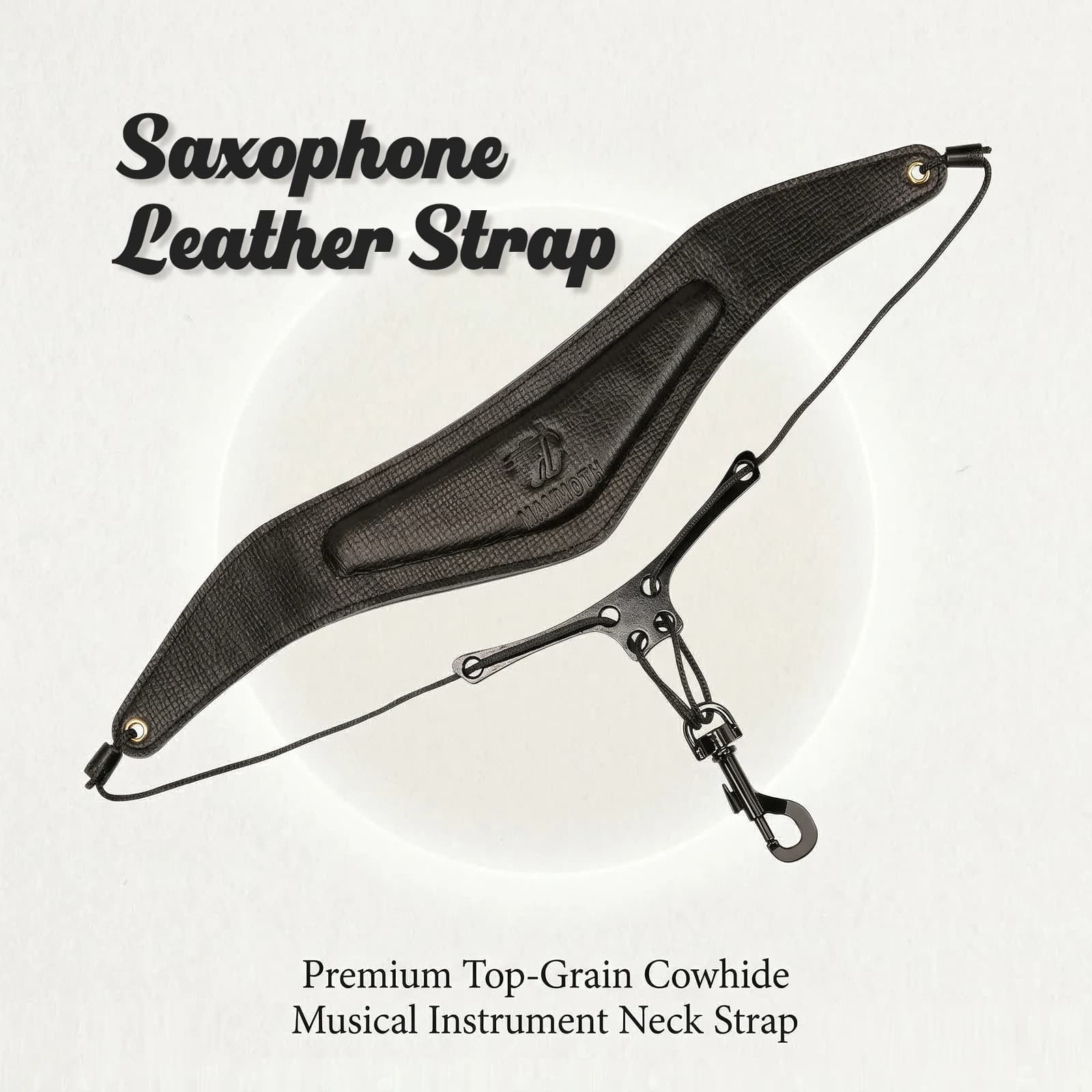 Premium Soft Cowhide Saxophone Neck Strap Comfortable Padded Leather Neckstrap for Alto Tenor Soprano Sax Adjustable Musical Ins