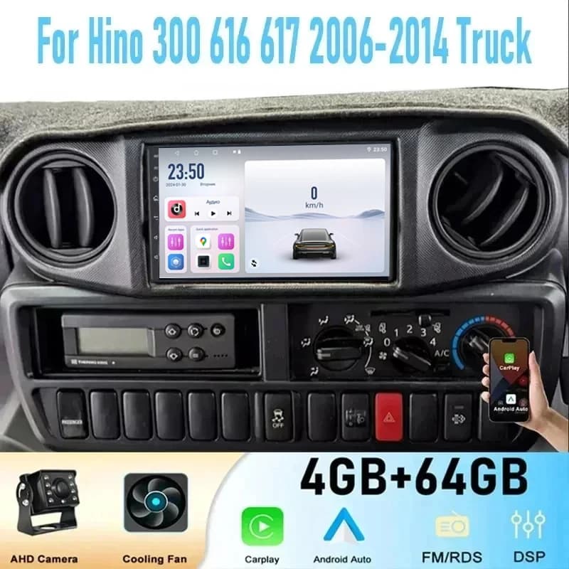 Autoradio GPS da 7'' per camion Hino 300 616 617 2006-2014, Wireless Apple Carplay Android 15, Lettore Multimediale Stereo Navi WIFI